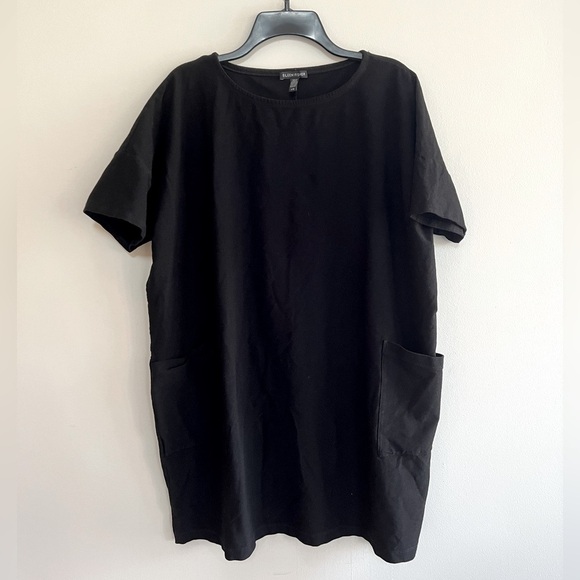 Eileen Fisher Dresses & Skirts - Eileen Fisher Stretch Crepe Crew Neck Short Sleeve Dress with Front Pockets, L